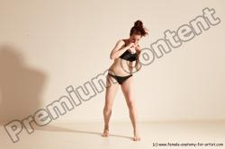 Underwear Martial art Woman White Moving poses Average long brown Dynamic poses Academic